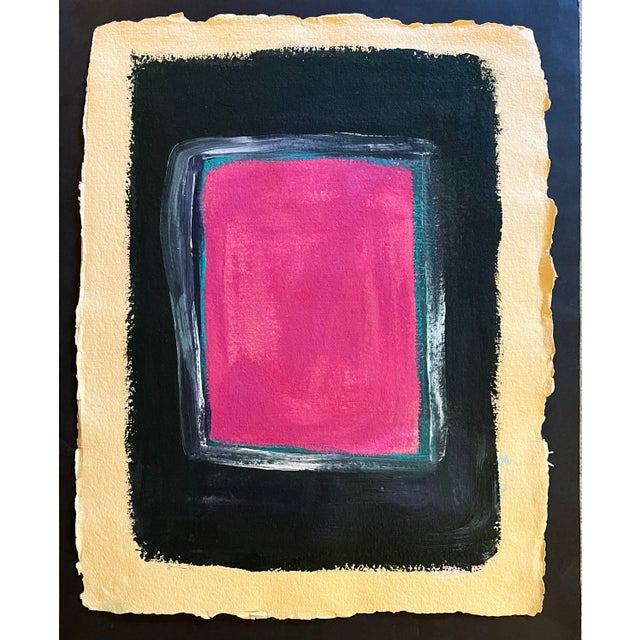 Abstract 1991 Abstract, Expressionist Oil Painting on Handcrafted Paper For Sale - Image 3 of 4