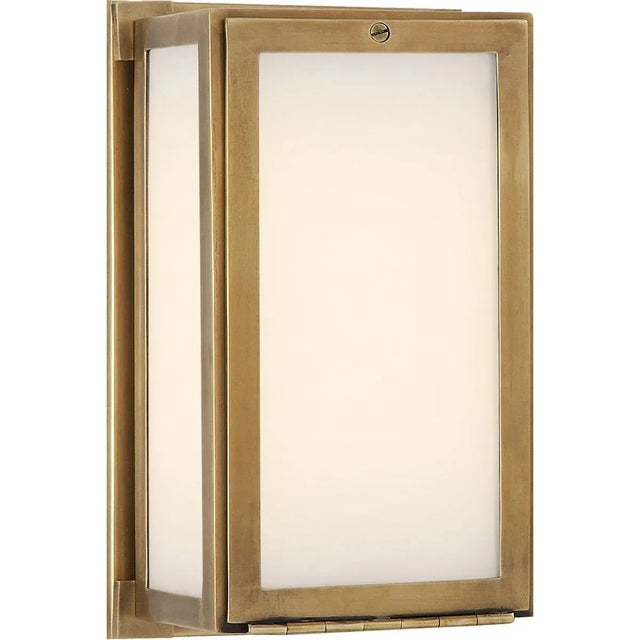 Mercer Short Box Light in Hand-Rubbed Antique Brass with White Glass Designer: Thomas O'Brien Height: 9.5" Extension: 4"...