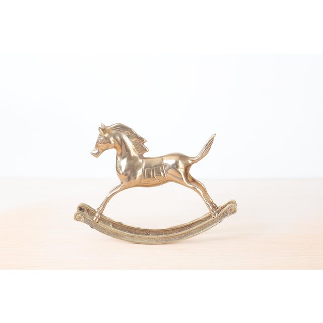 Mid-Century Solid Brass Rocking Horse, Whimsical Home Decor For Sale - Image 12 of 14