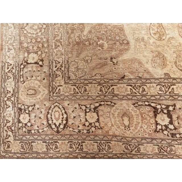 Textile Authentic 19th Century Persian Tabriz Handmade Wool Rug For Sale - Image 7 of 8
