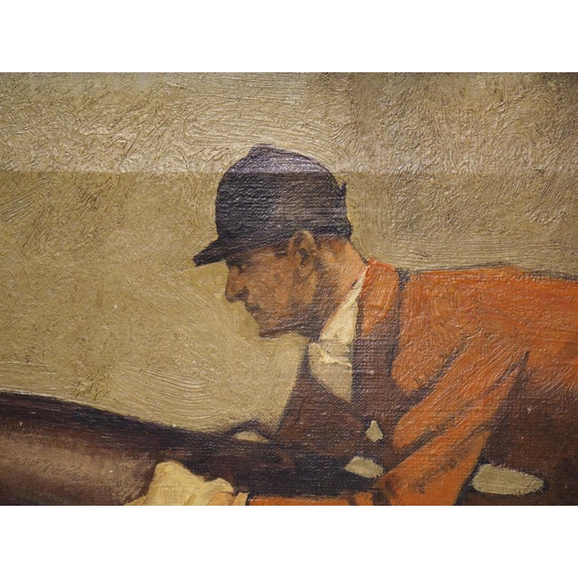 The Hunter Jumper, Early 1900s Signed European Equestrian Oil on Canvas Painting For Sale - Image 10 of 18