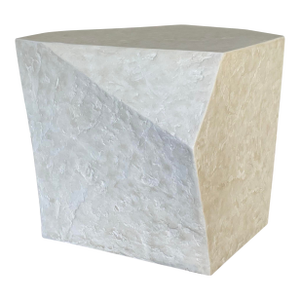 Modern White Indoor Outdoor Geometric Para Side Table