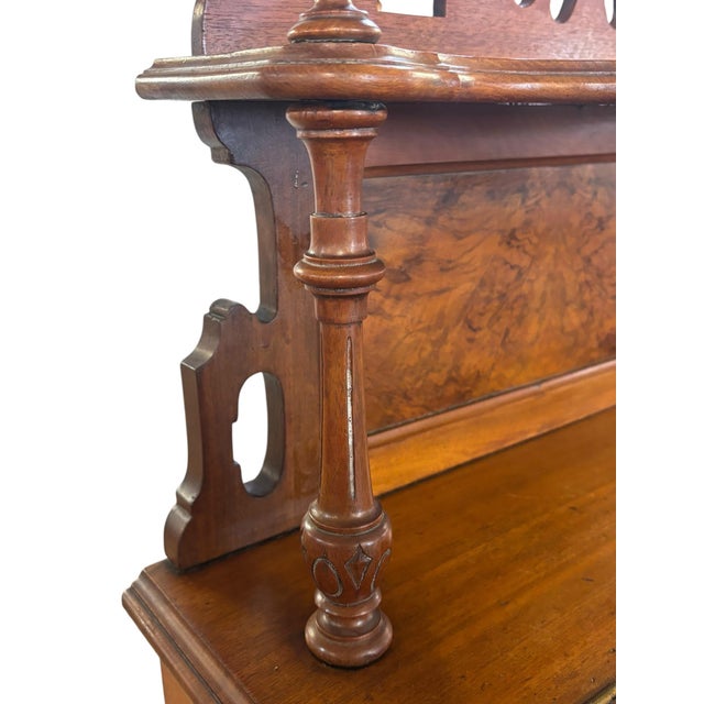 Sienna Victorian Walnut Ladies Writing Desk With Gallery & Velvet Writing Surface, Circa 1880 For Sale - Image 8 of 12