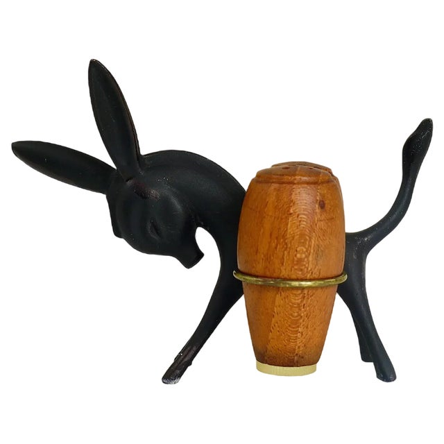 Donkey Salt and Pepper Shakers with Holder by Walter Bosse for Hertha Baller, Austria, 1950s, Set of 3 For Sale