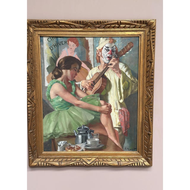 Philippe de Rougemont, Woman and Clown, 1950s, Oil Painting on Canvas, Framed For Sale - Image 4 of 18