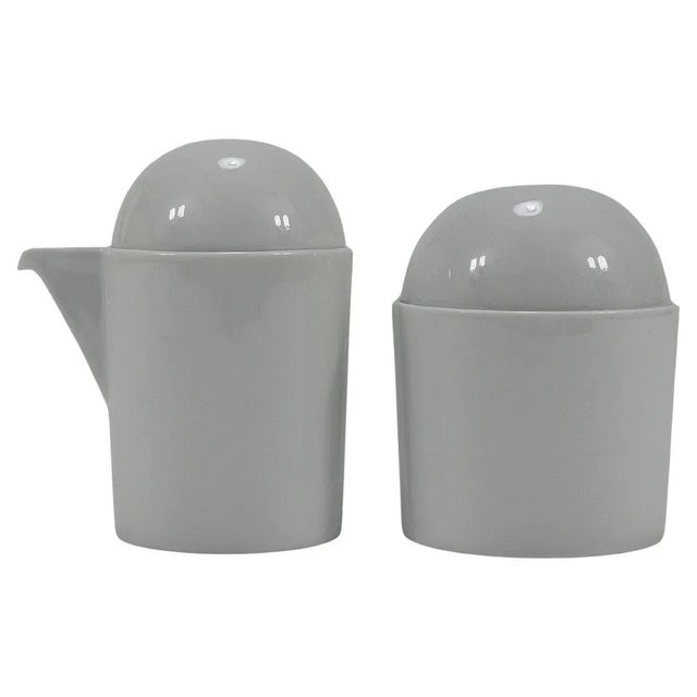 Postmodern Cupola Sugar Bowl & Creamer by Mario Bellini attributed to Rosenthal Studio-Line, 1980s For Sale - Image 11 of 11