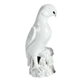 Antique 18th Century Chinese Blanc De Chine White Porcelain Parrot For Sale
