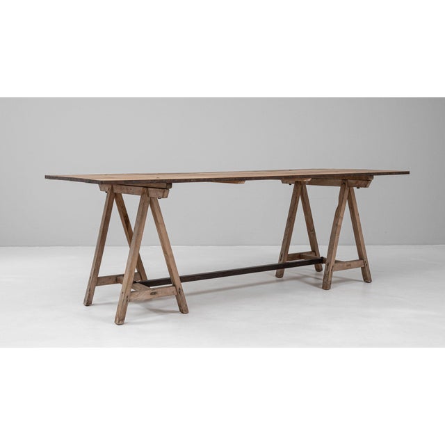 Mid 20th Century France Red Wood Dining Table For Sale - Image 9 of 11