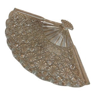 Vintage Glass Serving Dish in the Shape of the Fan For Sale