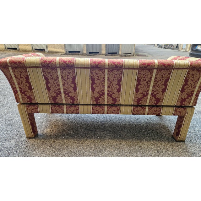 Two-Seater Sofa with Floral Fabric with Decorative Brass Edges, 1980s For Sale - Image 11 of 17