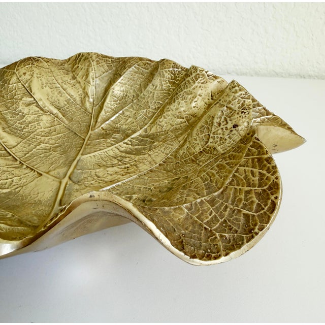 1940s 1940s Large Metal Leaf Bowl by Virginia Metalcrafters For Sale - Image 5 of 11