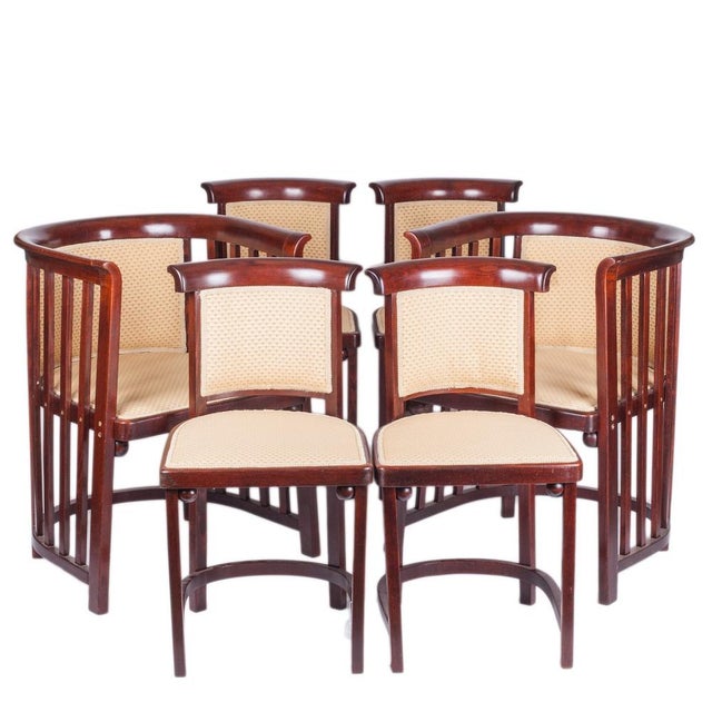 Chairs and Armchairs by Josef Hoffmann for Jacob and Josef Kohn, Vienna, Austria, 1890s, Set of 6 For Sale - Image 9 of 9