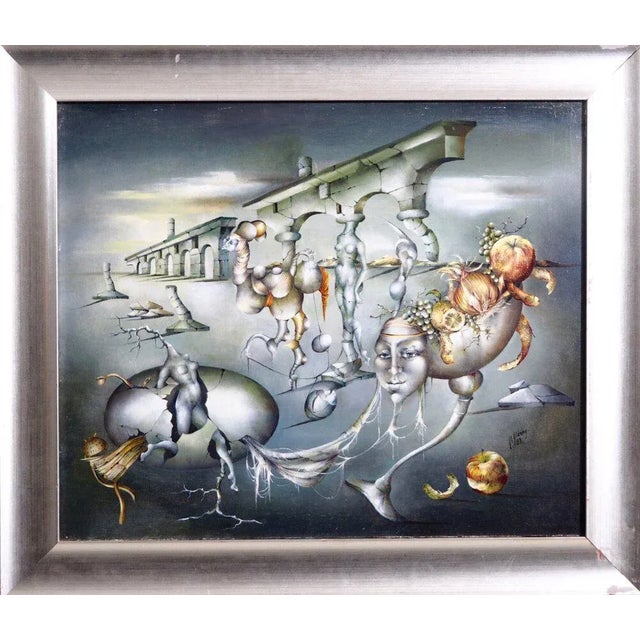 Surrealistic Painting Oil on Canvas For Sale - Image 7 of 7