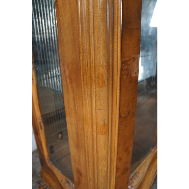 Antique Italian Baroque Rococo Walnut Burr Curio Display Cabinet Glass Showcase For Sale - Image 18 of 18