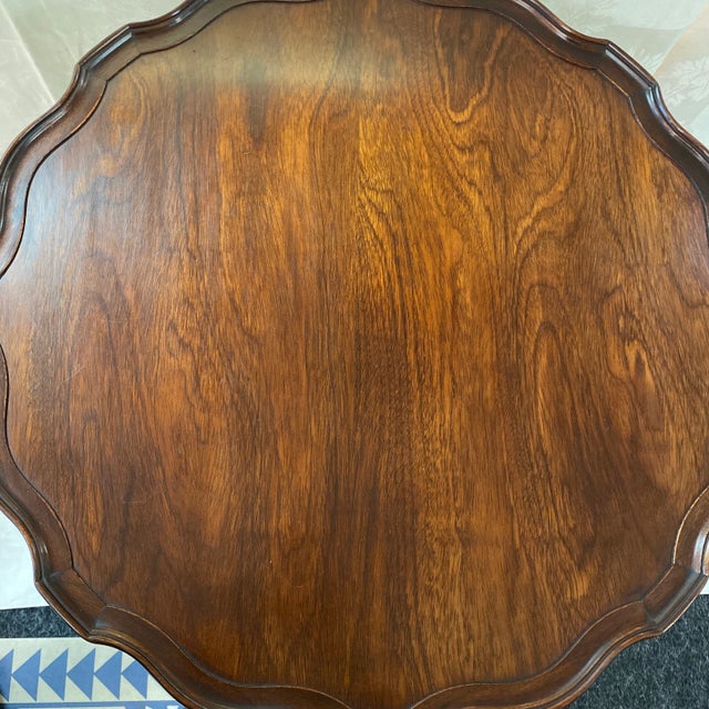 Mahogany Scallop Edge Parlor Tables by Brandt - A Pair For Sale - Image 10 of 12