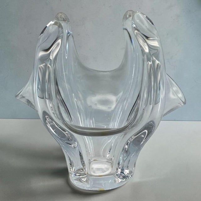 Mid-Century Modern Vannes Le Chatel Signed Crystal Sculpture/Centerpiece - Large, Freeform, Vintage (11”x11”x10”) Please Read For Sale - Image 3 of 18