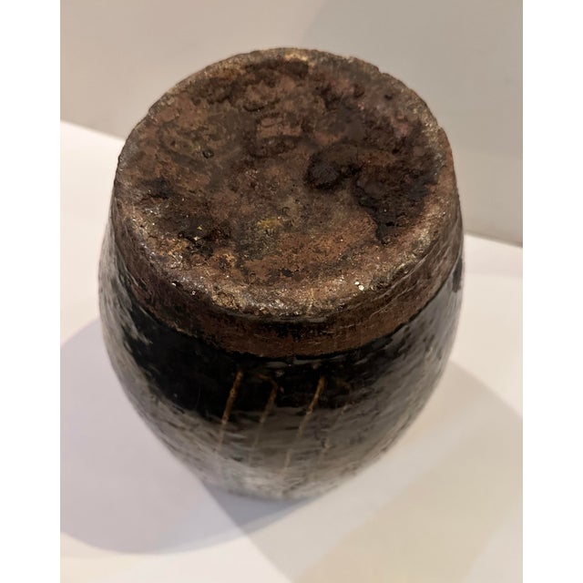 Ceramic Vintage Studio Pottery Jar With Incised Leaf Motif For Sale - Image 7 of 7