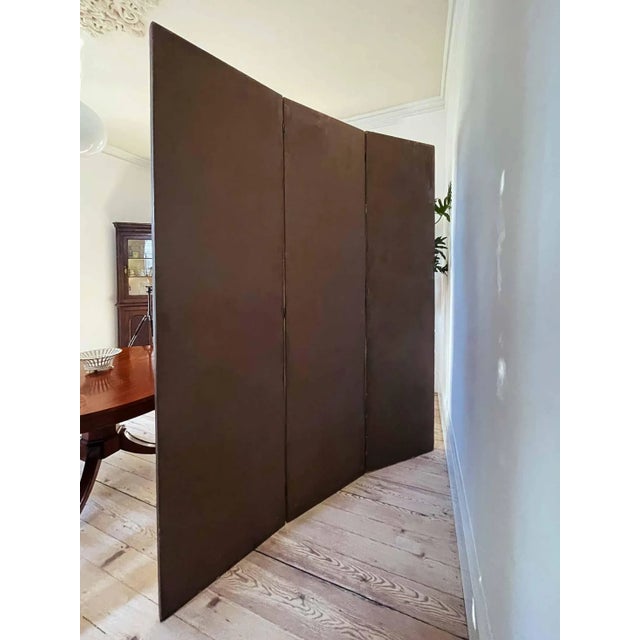 Traditional Folding Screen Large Antique Wooden Hand Painted For Sale - Image 3 of 12