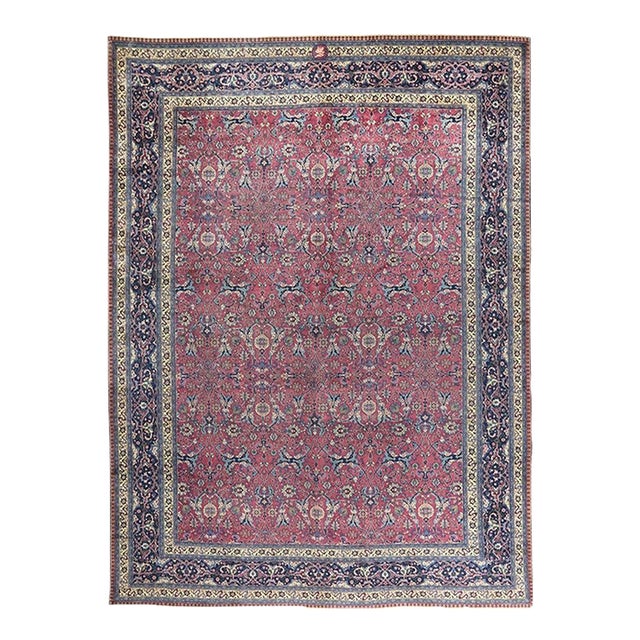 1960s Old Persian Tabriz Area Rug 11 X 14 For Sale