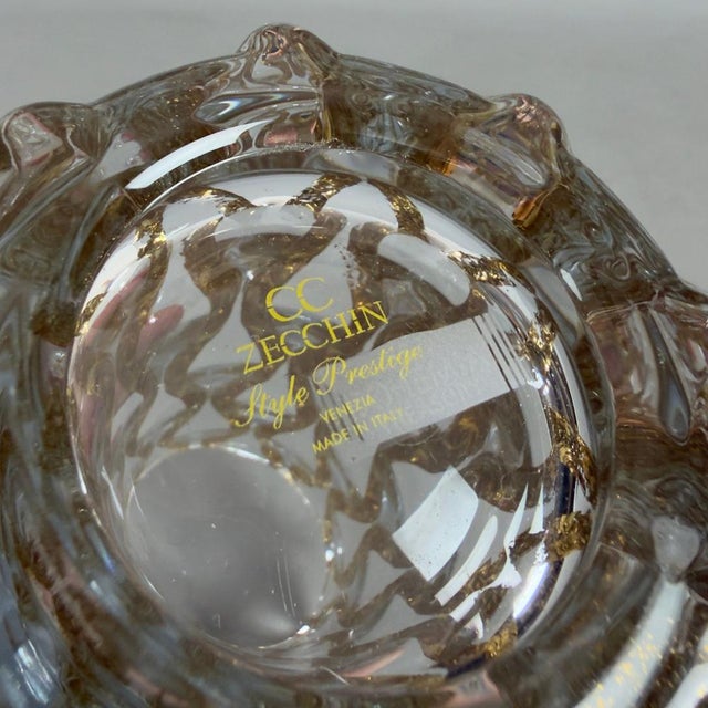 Gold Modern Murano Style Clear and Golden Glass Vase from CC Zecchin For Sale - Image 8 of 13