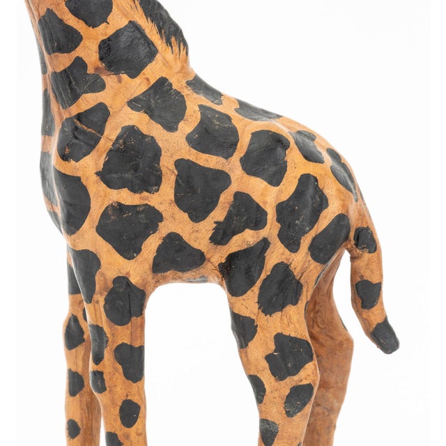 Late 20th Century Standing Giraffe Painted Leather Sculptures, 2 For Sale - Image 5 of 8