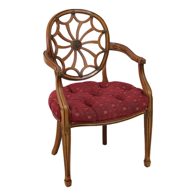 Vintage Mahogany Federal Style Spiderback Armchair For Sale