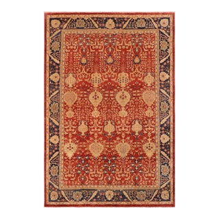 1990s Oriental Ziegler Red Blue Hand-Knotted Wool Rug - 9'10'' X 13'9'' For Sale