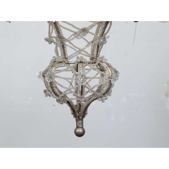 Italian 1920s Rock Crystal Beaded Eight-Light Chandelier with Rosettes For Sale - Image 12 of 12