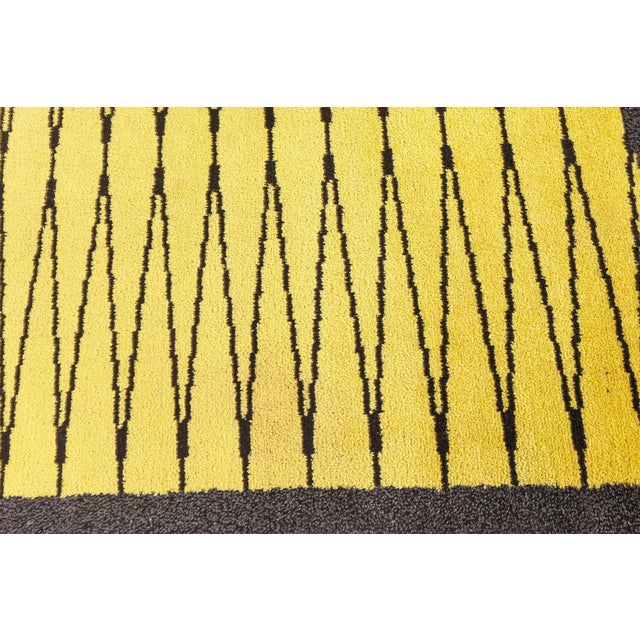 Doris Leslie Blau Vibrant Vintage Swedish Pile Rug in Yellow and Charcoal For Sale In New York - Image 6 of 9