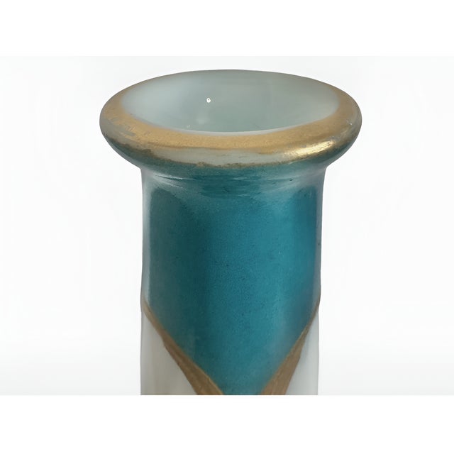 Antique French Opaline Glass Bud Vase With Gilt Lip, Bows & Flowers, 1900, Paris For Sale In Philadelphia - Image 6 of 11