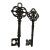 Pair of Vintage Iron Keys Baroque Style With Tassrls For Sale