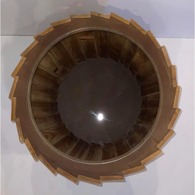 Contemporary Organic Modern Natural Wood Slat Medium Side Table For Sale - Image 3 of 4