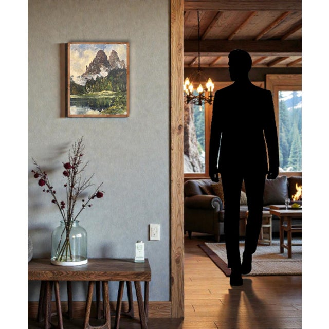 Willy Angele, Three Peaks of Lavaredo, Italian Dolomites, 1950s, Oil on Canvas For Sale - Image 11 of 15