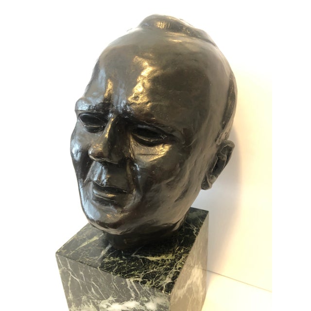 Portraiture 1947 Bronze Bust of a Man For Sale - Image 3 of 8