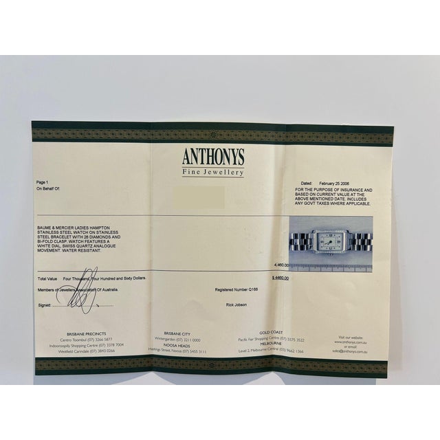 Baume & Mercier Stainless Steel Hampton Diamond Watch 22mm For Sale - Image 11 of 14