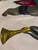 Folk Art Large Vintage Christmas Trumpet Angels — Pair of Tin Folk Art Holiday Wall Decorations, 23.5ʺ For Sale - Image 3 of 9