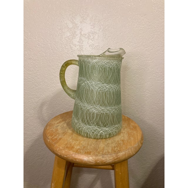 Glass 1960s Color Craft Green Spaghetti String Pitcher For Sale - Image 7 of 7
