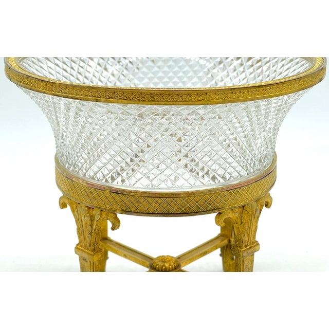 Glass Empire Style Ormolu & Cut Crystal Compote/ Tazza For Sale - Image 7 of 12