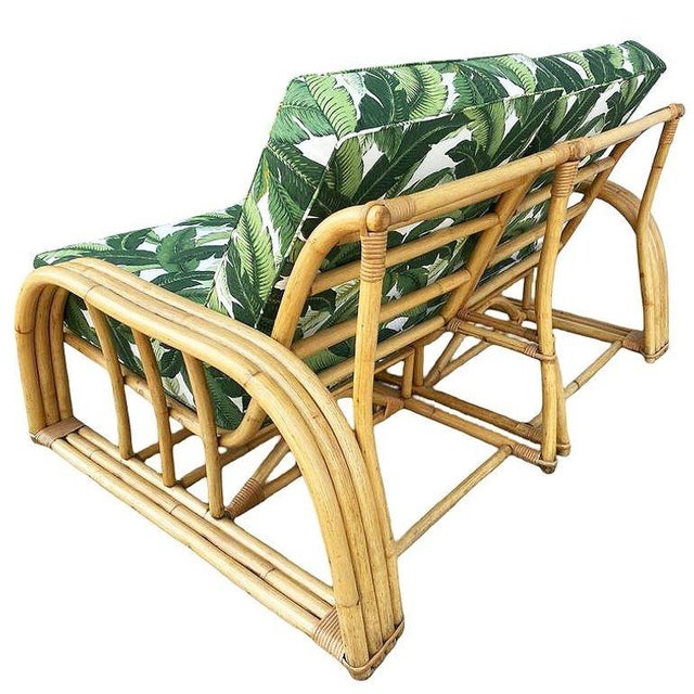 1950s Restored Rattan 3-Strand Sectional Settee Sofa by Paul Laszlo for Ficks Reed For Sale - Image 5 of 12