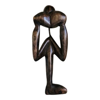 Vintage Mid-Century Modern African Modernist "Thinking Man" Statue 9.5" For Sale
