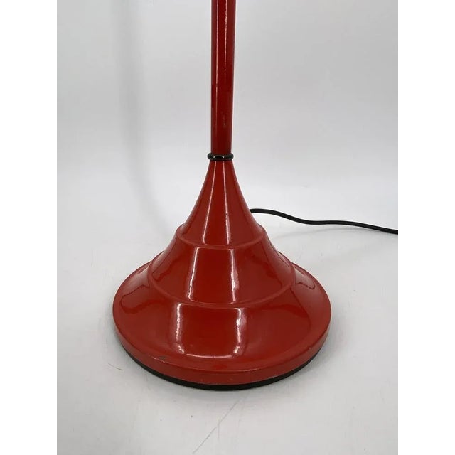 Vintage Italian Red Floor Lamp with Funnel-Shaped Glass Shade, 1980 For Sale - Image 6 of 11