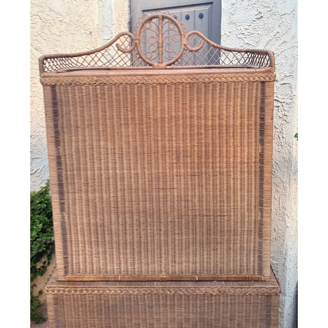 Late 20th Century Ralph Lauren Safari Wicker Two Part Highboy or High Chest For Sale - Image 11 of 15