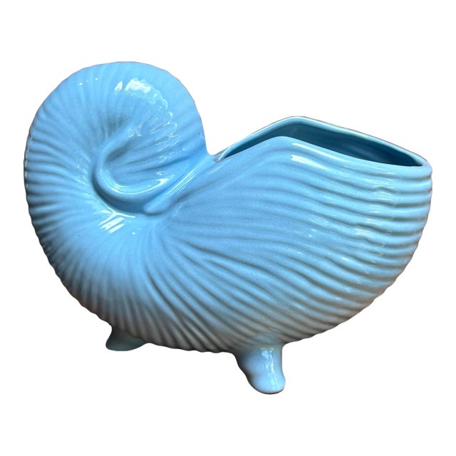 Vintage Porcelain Nautilus Shell Cachepot For Sale