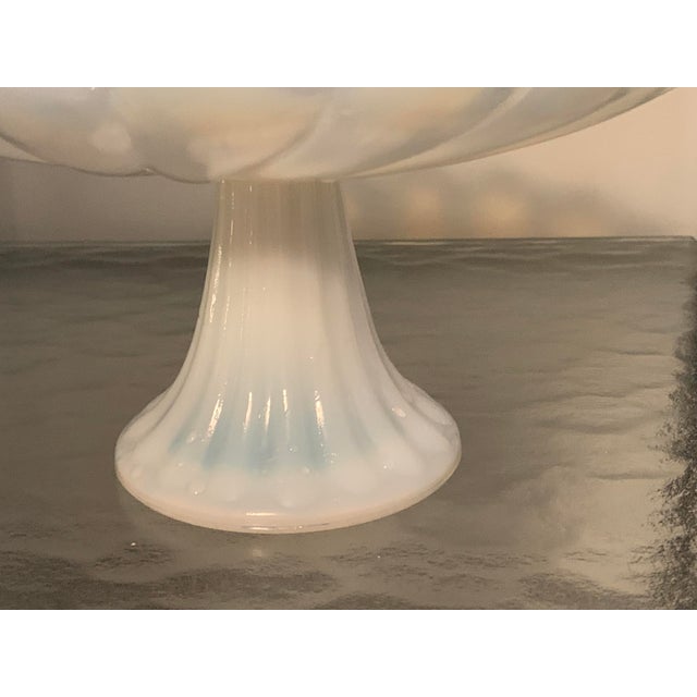 Vintage Translucent White Petal Shaped Cookie Cake Plate Stand Fruit Bowl For Sale - Image 4 of 5