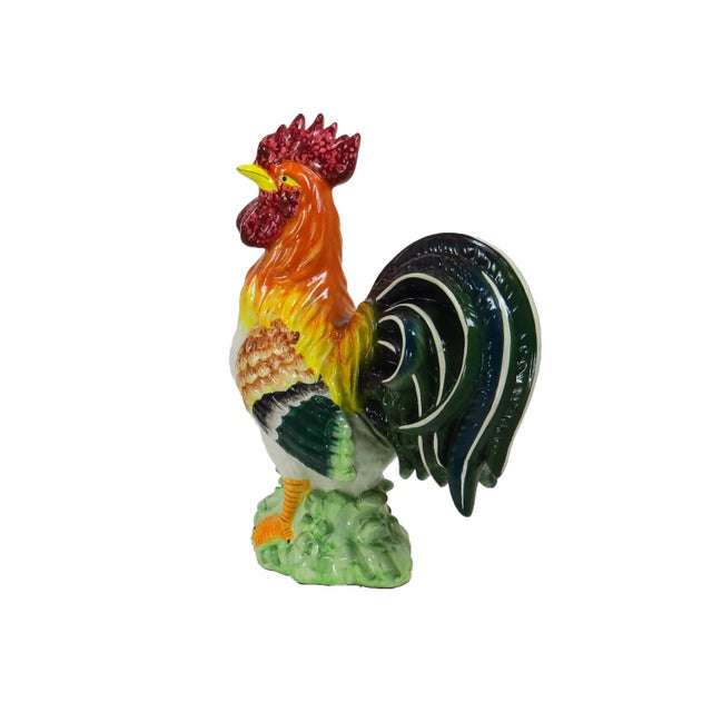 1970s Vintage Extra Large Life-Size Italian Ceramic Rooster For Sale - Image 5 of 12
