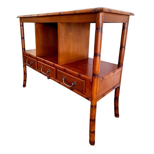 Mid-Century Modern Vintage Faux Bamboo Media Console / Sofa Table For Sale - Image 3 of 7