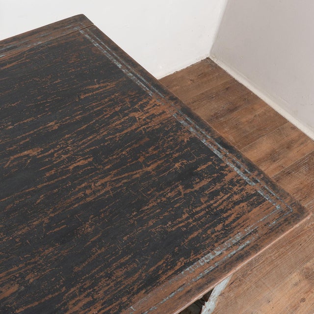 Blue 19th Century Danish Blue and Black Baroque Writing Table Console For Sale - Image 8 of 18