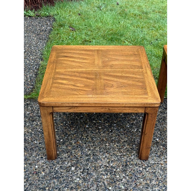 Vintage Thomasville Furniture Asian Ming Style Parquetry End Side Tables For Sale In Seattle - Image 6 of 8