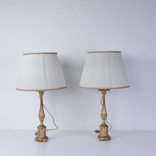 Second Half of the 19th Century Candelabra Gold Leaf Table Lamps, Italy, Set of 2 For Sale - Image 4 of 18