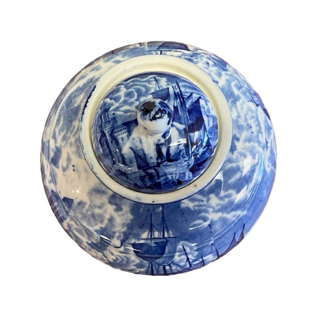 Wedgwood Late 19th Century Small Blue and White Wedgwood Ferrarar Lidded Jar For Sale - Image 4 of 6